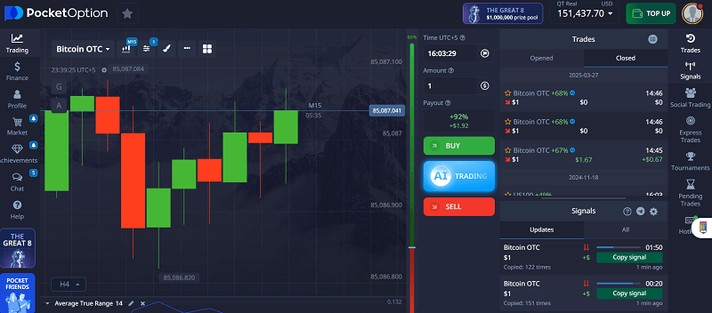 AI Trading Button To let the AI trade on behalf of traders based on smart calculations
