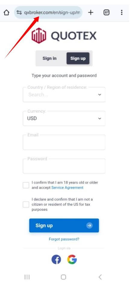 Access the Quotex Registration Page