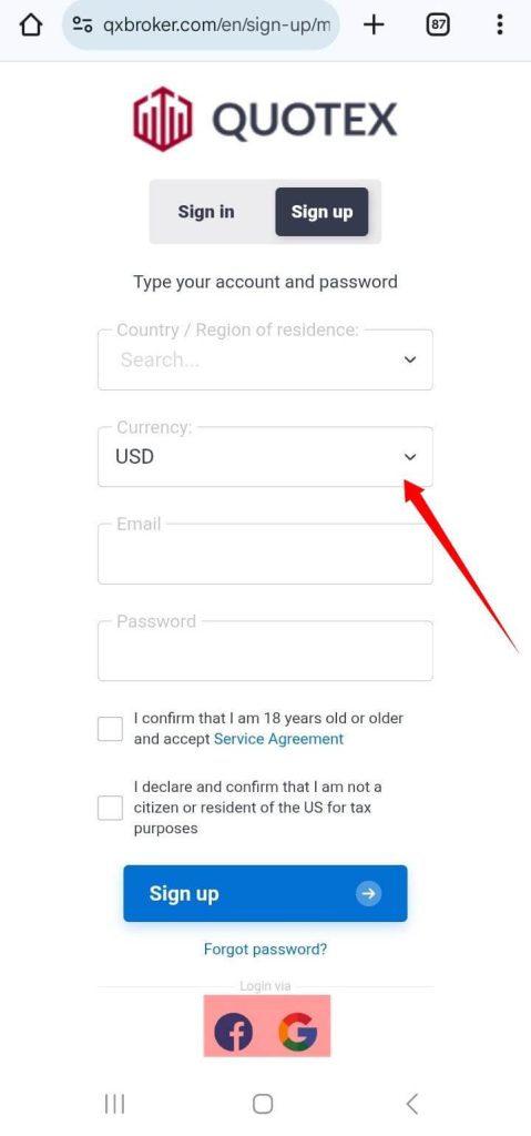 Select Your Account Currency