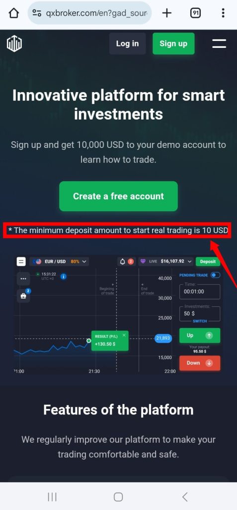 the Quotex platform offers the most affordable minimum deposit limit
